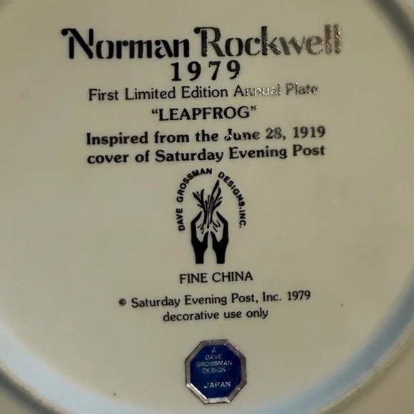 Norman Rockwell 1979 1st Limited Edition "Leapfrog" Annual Vintage Plate - Picture 4 of 7